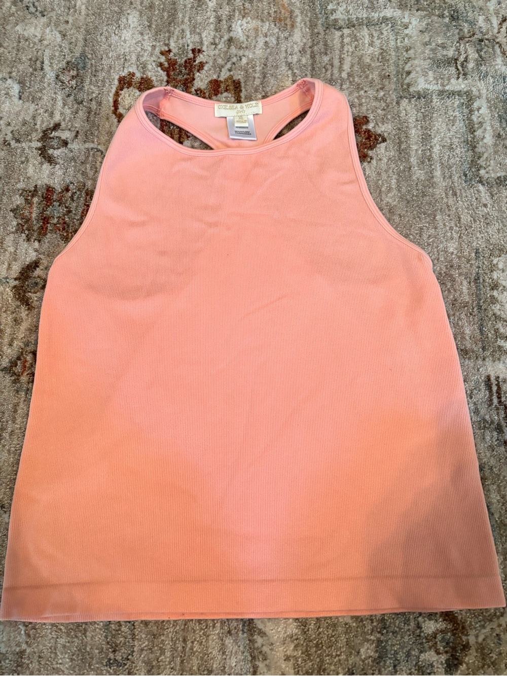 Chelsea & Violet Coral Pink Ribbed Racerback Tank